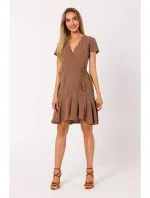 M741 Zavinovací šaty s vázáním - čokoládové M741 Zavinovací šaty s vázáním - čokoládové