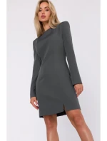 M755 Šaty s modelujícím prošíváním - khaki barva