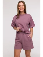 B295 Šortky s kapsami s nášivkami - heather