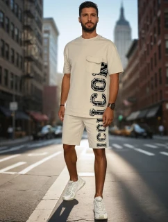 Pánský khaki komplet s potiskem FashionStreet AX0801