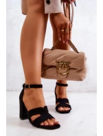 Módní Semišové sandály na vysokém podpatku Černé Aubrey Módní Semišové sandály na vysokém podpatku Černé Aubrey