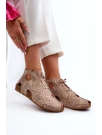 Vzorované kožené boty Maciejka 03426-02 Béžové Vzorované kožené boty Maciejka 03426-02 Béžové