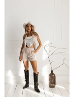 M860 Džínové šortky - béžové