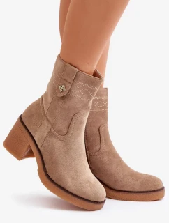 Zateplené Dámské Kotníkové Boty Na Podpatku Hnědé Vailia