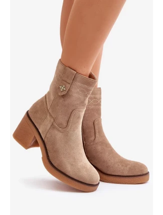 Zateplené Dámské Kotníkové Boty Na Podpatku Hnědé Vailia