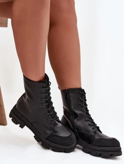 Dámské workery s ozdobou S.Barski – černé