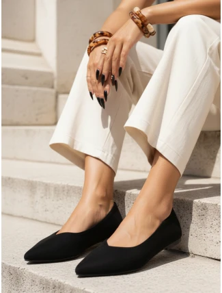 Dámské semišové baleríny se špičatou špičkou černé FashionStreet ZY1424