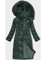 Tmavě zelená dlouhá vypasovaná dámská zimní bunda S'west (B8201-10)