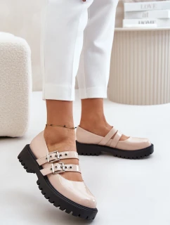 Dámské Lakované Polobotky S Pásky Béžové Terione