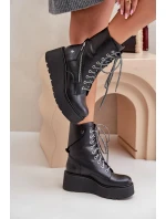 Kožené Botky Worker Na Platformě A Klínu Maciejka 06676-01 Černé Kožené Botky Worker Na Platformě A Klínu Maciejka 06676-01 Černé