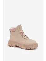 Dámské zimní boty s kožíškem na zip světle béžové Tharika