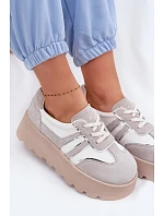 Semišové tenisky na platformě GOE TT2N4052 bílé