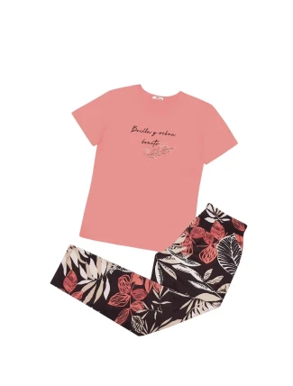 Dámské pyžamo 160/089 Oranžová vzor - Karol Dámské pyžamo 160/089 Oranžová vzor - Karol