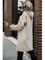 632-1 Ležérní kabát s kapsami a kapucí - béžový