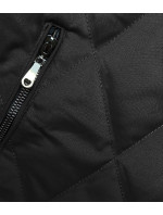 Černá prošívaná bunda s ozdobnými stahovacími lemy (16M9086-392)