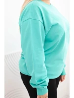 Dámská mikina Plus Size bavlněná basic s kulatým výstřihem tmavě mátová