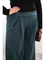 Dámské kalhoty Plus Size se širokými nohavicemi a plisováním mořské