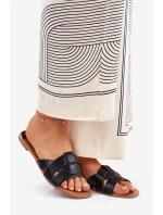 Ploché Dámské Pantofle S Proplétajícími Se Pásky Černé Selaenor