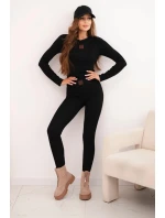 Dámská souprava bavlněná s dlouhým rukávem a legínami černý Dámská souprava bavlněná s dlouhým rukávem a legínami černý