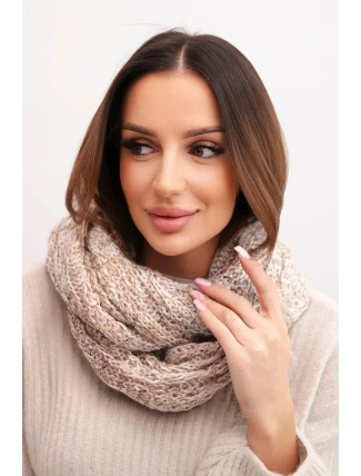 Dámský vlněný melírovaný silný šátek na zimu KN24 béžový