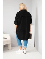 Dámská košile Plus Size z viskózy manšestrová s připínacími rukávy černá Dámská košile Plus Size z viskózy manšestrová s připínacími rukávy černá