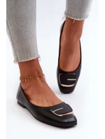 Dámské baletky z ekokože s ozdobou Černé Edoslli