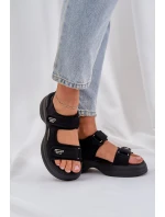 Textilní Lehké Sandály Na Platformě Černé Deniffia