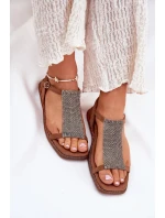 Plné Elegantní Dámské Sandály S Krystaly Artiker 56C1365 Hnědé