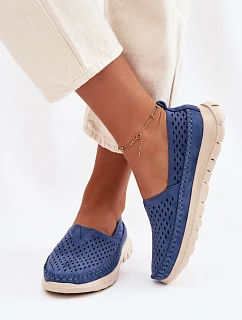 Otevřené lehké dámské mokasiny Sergio Leone MK099H modré