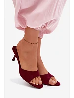 Sandály z imitace semiše na podpatku bordové Melissea