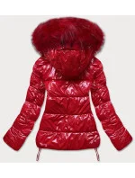 Dámská lesklá prošívaná bunda LD-7693 Červená - Libland