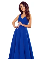 CINDY - dlouhé dámské šaty v chrpové barvě s výstřihem 246-3