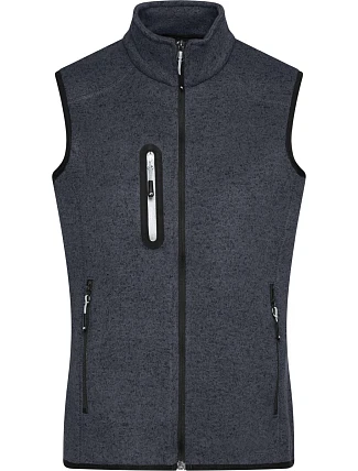 Daiber JN 773 Dámská pletená fleecová vesta se stojáčkem 02.0773 dark grey melange/silver