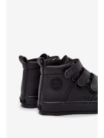 Zateplené boty sneakers pro děti na suchý zip Big Star SS374070 Černé