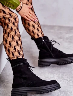 Dámské semišové boty se zavazováním Černé Afra