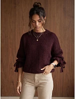 Dámský oversize svetr v barvě bordó od FashionStreet MY2569 Dámský oversize svetr v barvě bordó od FashionStreet MY2569