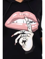 Šaty s delšími zády a barevným potiskem černé Šaty s delšími zády a barevným potiskem černé