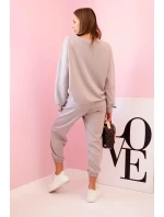 Komplet teplákové + kalhoty máslová látka tmavě béžová