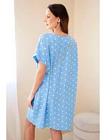 Dámské šaty s puntíky s krátkým rukávem a s kabelkou modrá