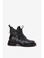 Lakované kožené dámské boty na podpatku D&A – tmavě modré Lakované kožené dámské boty na podpatku D&A – tmavě modré