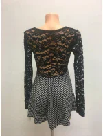 Dámský top - tričko s květinovými rukávy dlouhý rukáv černobílé - Černo-bílá / UNI - OEM Dámský top - tričko s květinovými rukávy dlouhý rukáv černobílé - Černo-bílá / UNI - OEM