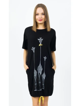 Dámské domácí šaty s krátkým rukávem Žirafy Dámské domácí šaty s krátkým rukávem Žirafy