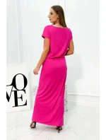 Viskózové šaty s kapsami fuchsie