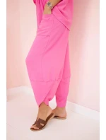 Komplet z viskózy halenka + kalhoty růžový