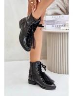 Lakované boty zateplené na zip S.Barski HY42-991 černé Lakované boty zateplené na zip S.Barski HY42-991 černé