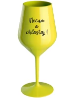 NEČUM A CHĽASTAJ! - žltý nerozbitný pohár na víno 470 ml