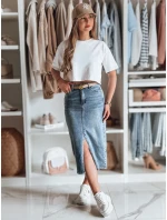 Džínová midi sukně s rozparkem DENIZA modrá FashionStreet CY0484 Džínová midi sukně s rozparkem DENIZA modrá FashionStreet CY0484