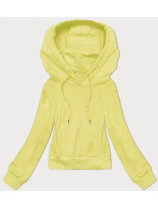Krátká tepláková mikina v citrónové barvě s kapucí (8B939-33) Krátká tepláková mikina v citrónové barvě s kapucí (8B939-33)