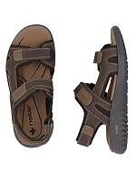 Pánské kožené sandály na suchý zip hnědé Rieker 26450-26