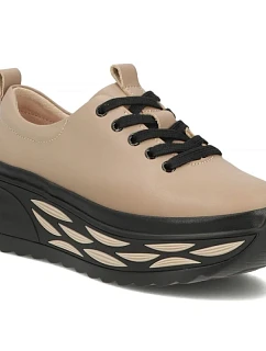 Dámské kožené tenisky na platformě v barvě taupe Filippo DP8006